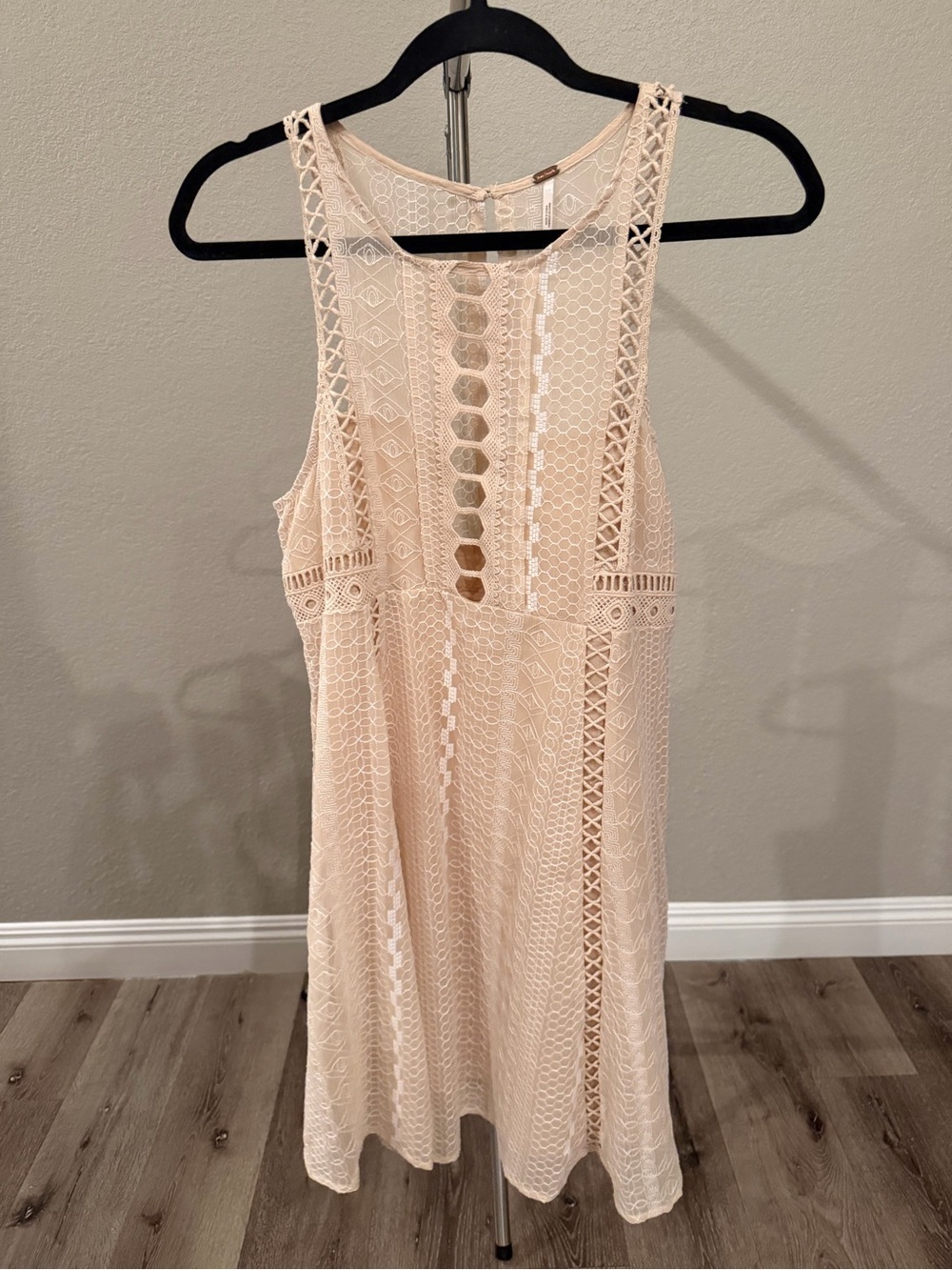 NWOT Free People Wherever You Go Ivory Lace Mini DressCrochet Boho Festival
